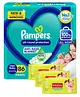 Pampers All round Protection Pants, New Born, Extra Small size (NB,XS) 86 Count, Anti Rash Diapers, Lotion with Aloe Vera & Babyhug Premium Baby Lemon Wipes - 72 Pieces - (Pack of 3)