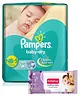 Pampers Taped Diapers Small (SM) 22 count & Babyhug Soothing Lavender & Chamomile Wipes - 72 Pieces