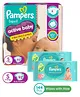 Pampers Active Baby Taped Diapers, Small size diapers, (SM) 92 count, taped style custom fit & Pampers Baby Gentle wet wipes with Aloe, 144 count, 97 Pure Water
