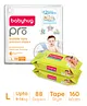 Babyhug Pro Bubble care premium Tape Style Diaper Large - 88 Pieces & Babyhug Premium 98% Water Baby Wet Wipes - 80 Pieces -(Pack of 2)