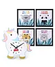 Babyhug Unicorn Shaped Wall Clock with Wooden Wall Poster Frame Medium Set
