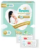 Pampers Premium Care Pants, New Born, Extra Small size baby diapers (NB,XS), 70 count, Softest ever Pampers & Babyhug Advanced 99 Water Wipes - 72 pieces - (Pack of 2)