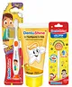 DentoShine Oral Care Combo Ages 2- (Sticky Toothbrush for Kids - Lollipop Tongue Cleaner - Flavored Toothpaste 80 g) (Mango)
