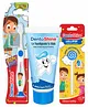 DentoShine Oral Care Combo Ages 2- (Sticky Toothbrush for Kids - Lollipop Tongue Cleaner - Flavored Toothpaste 80 g) (Bubble Gum)