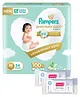 Pampers Premium Care Pants, Medium size baby diapers (M), 54 Count, Softest ever Pampers pants & Babyhug Daily Moisturising Milk Wipes - 24 Pieces - (Pack of 2)
