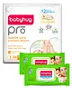 Babyhug Pro Bubble care premium Tape Style Diaper Small (S) Size - 84 Pieces & Babyhug Premium 98% Water Baby Wet Wipes With Lid - 80 Pieces - (Pack of 2)