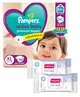 Pampers Active Baby Taped Diapers, Extra Large size diapers, (XL) 56 count and Babyhug Milk Daily Moisturising Baby Wet Wipes 98% Water Travel Pack - 24 Pieces