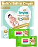 Pampers Premium Care Pants, Small size baby diapers (S), 70 Count, Softest ever Pampers pants and Babyhug Premium 98% Water Baby Wet Wipes with Moisturising Aloe Vera With Lid - 80 Pieces
