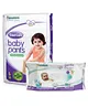 Himalaya Herbal Total Care Baby Pants Style Diapers Large - 54 Pieces & Baby Wipes - 72 Pieces
