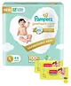 Pampers Premium Care Pant Style Diapers Large - 44 Pieces & Babyhug Premium Baby Lemon Wipes - 72 Pieces (Pack of 2 )