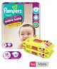 Pampers Active Baby Diapers Medium - 90 Pieces & Babyhug Premium Baby Lemon Wipes - 72 Pieces (Pack of 2 )