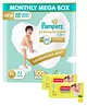Pampers Premium Care Pant Style XL Size Diapers Monthly Pack - 72 Pieces & Babyhug Premium Baby Lemon Wipes - 72 Pieces (Pack of 2 )