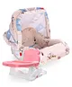 Babyhug Spring 5 in 1 Carry Cot Cum Rocker With Mosquito Net - Cream AND Babyhug Raise Me Up Baby Booster Seat With Adjustable Food Tray & 3 Point Safety Harness - Pink White