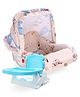 Babyhug Spring 5 in 1 Carry Cot Cum Rocker With Mosquito Net - Cream AND Babyhug Raise Me Up Baby Booster Seat With Adjustable Food Tray & 3 Point Safety Harness - Sky Blue White