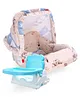 Babyhug Spring 5 in 1 Carry Cot Cum Rocker With Mosquito Net - Cream AND Babyhug Raise Me Up Baby Booster Seat With Adjustable Food Tray & 3 Point Safety Harness - Sky Blue White