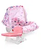 Babyhug Spring 5 in 1 Carry Cot Cum Rocker With Mosquito Net AND Babyhug Raise Me Up Baby Booster Seat With Adjustable Food Tray & 3 Point Safety Harness (Pink)