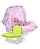 Babyhug Spring 5 in 1 Carry Cot Cum Rocker With Mosquito Net - Pink AND Babyhug Raise Me Up Baby Booster Seat With Adjustable Food Tray & 3 Point Safety Harness - Green White