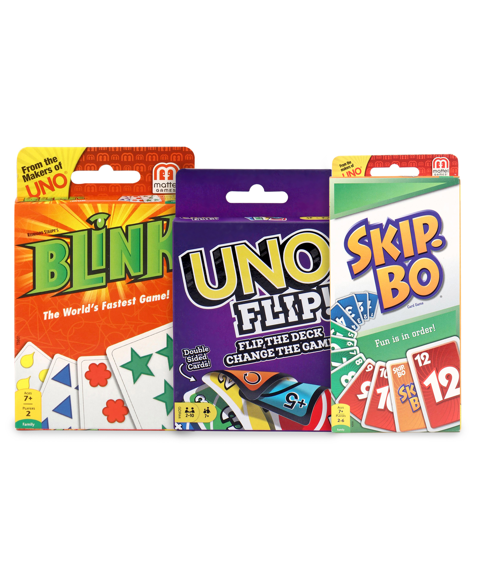 Mattel Uno Card Game With Customizable Wild Cards, Skip Bo & Blink Cards Game - Multi Color