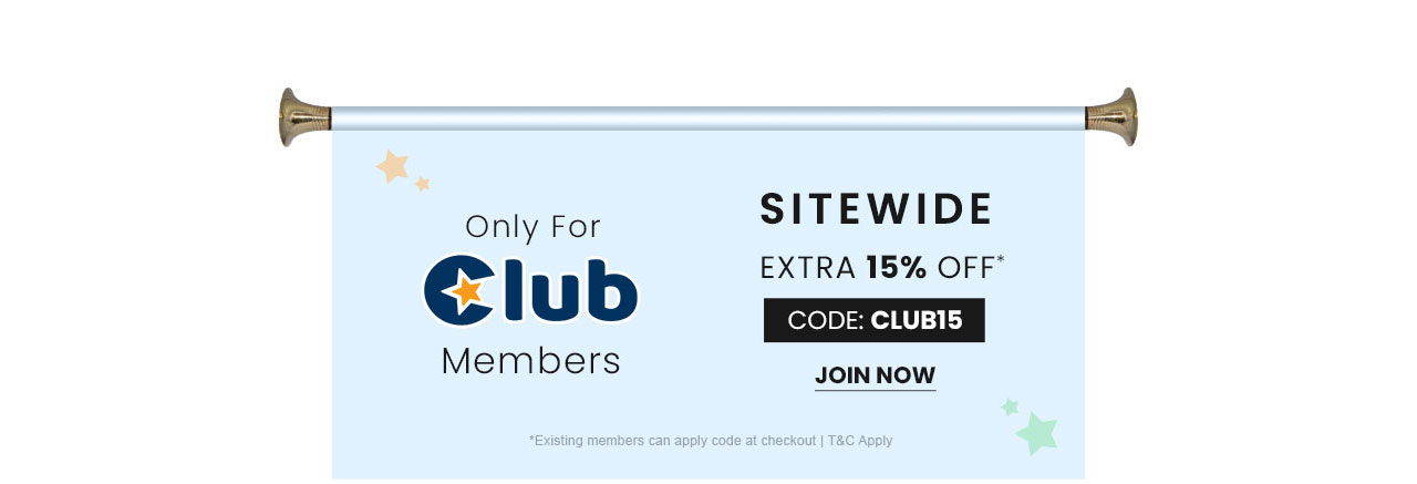 SITEWIDE -  EXTRA 15% OFF* ONLY FOR CLUB MEMBERS