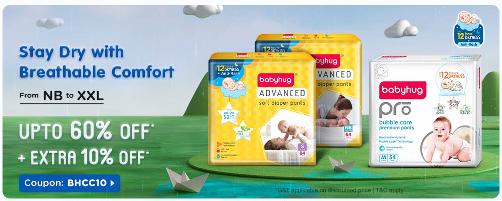 Avail Additional 10% off on Babyhug Diaper Range