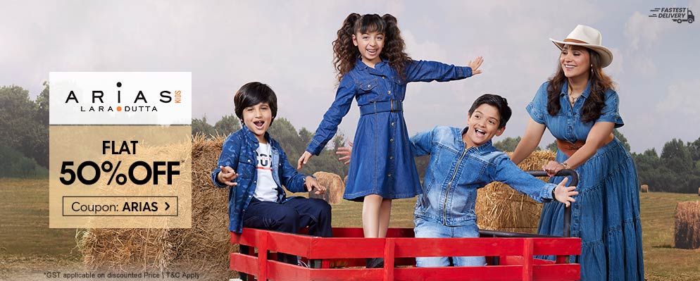 Get Flat 50% discount on Fashionable Clothing and Shoes Collection for Kids