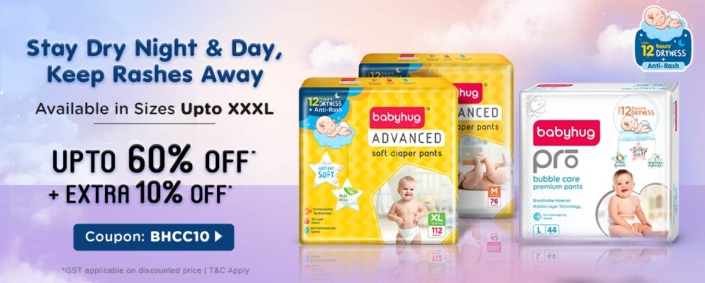 Avail Additional 10% OFF on Select Babyhug Diaper Range