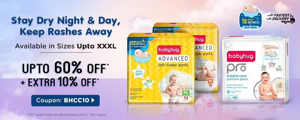 Get Upto 60% Off on Babyhug Diaper