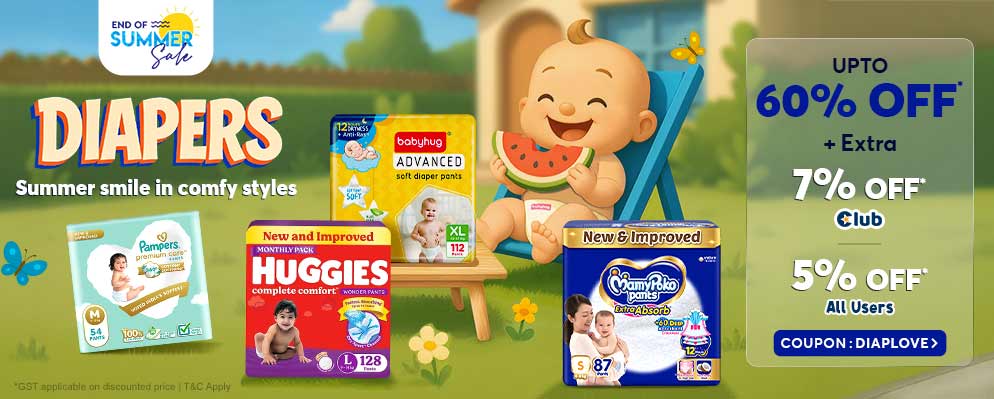 Avail Extra 7% Off on Baby Diapers