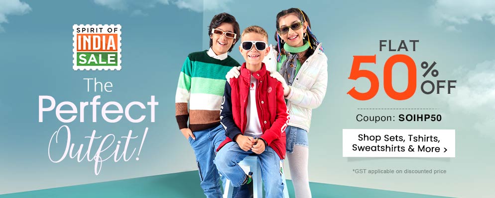 Avail Flat 50% Off on Bestselling Kids Clothing