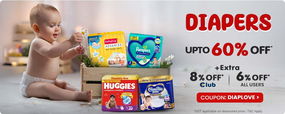 Firstcry - Up to 60% OFF + Extra 8% OFF on Select Best Selling Diapers