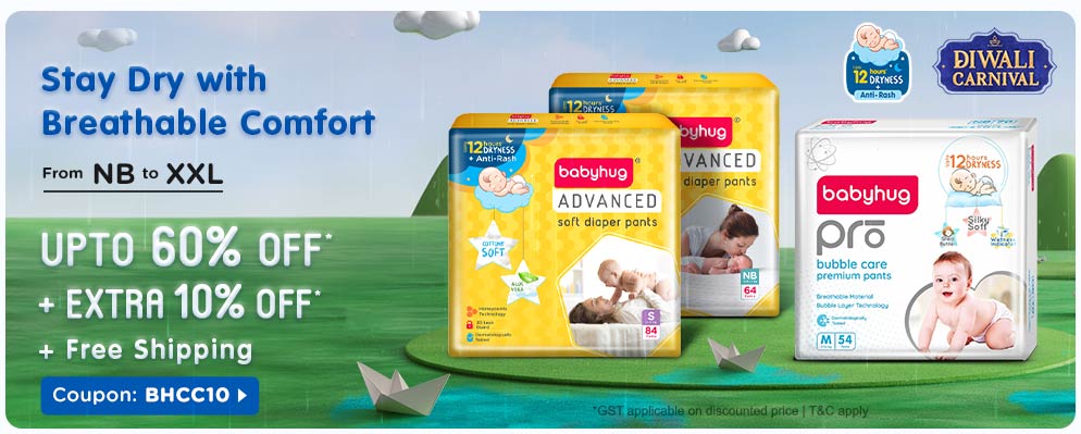 Avail Additional 10% off on Babyhug Diapering Products