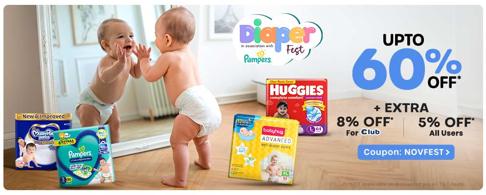 Get Additional Upto 8% Discount on Baby Diapers