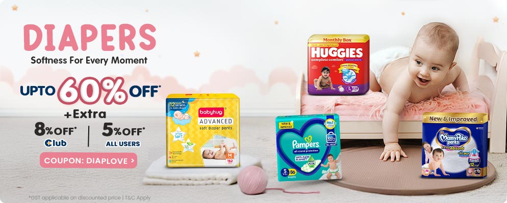 Get Extra 8% Discount on Baby Diapers