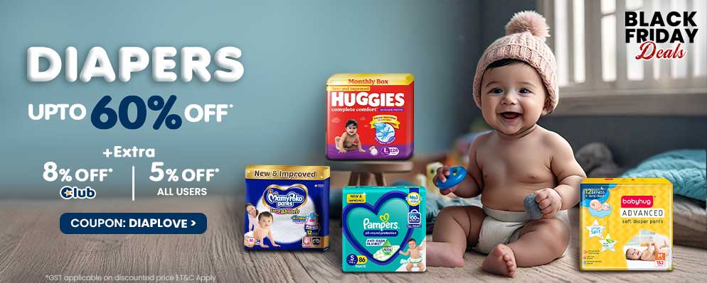 Avail Additional 8% Discount on Must Have Diapers Collection for Kids