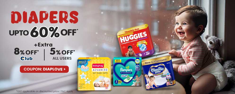 Avail Extra 8% off on Kids Diaper