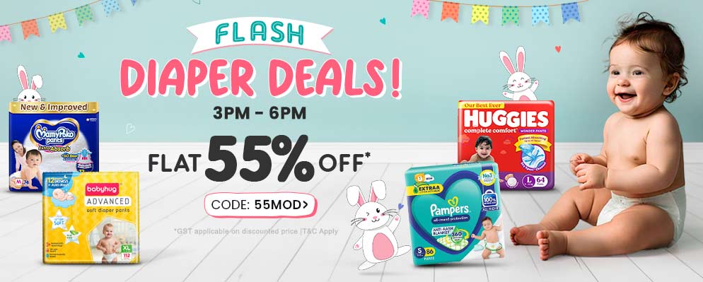 Flat 55% Discount on Select Diapers Range