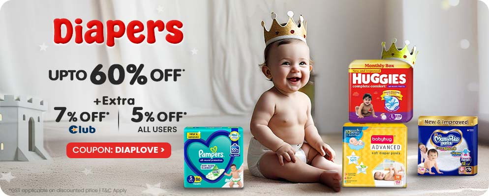 Get Extra 7% discount on Baby Diapers