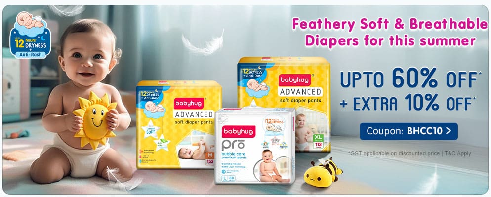 Firstcry - Extra 10% off on Entire Babyhug Diaper Range