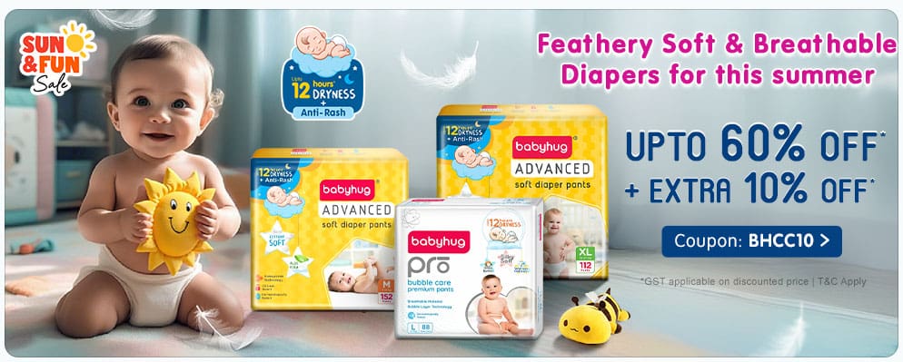 Get Extra 10% OFF on Babyhug Diaper Products