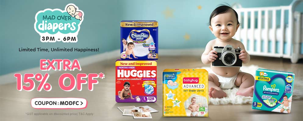 Get Additional 15% off on Select Diapers