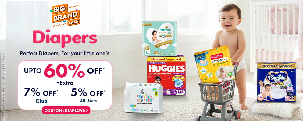 Get Additional 5% Discount on Top Selling Baby Diapers