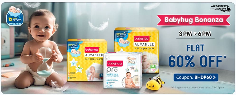 Get Flat 60% Off on Babyhug Diapers