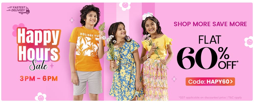 Get Flat 60% Discount on Top rated Kids Fashion