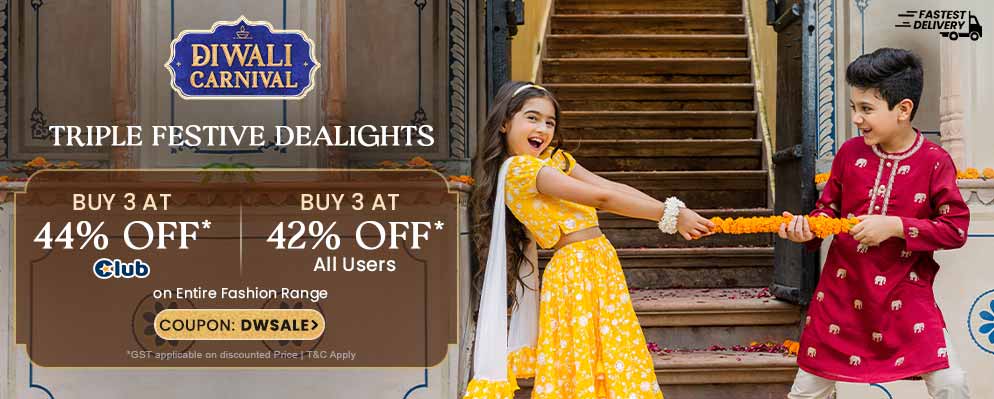 Get Flat 42% OFF on Any 3 Kid's Clothing Range