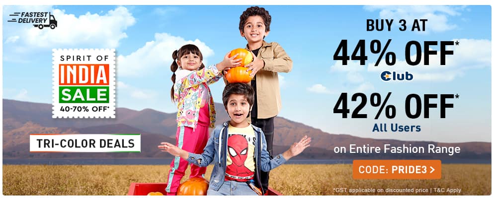 44% Discount on 3 Kids Fashion Products