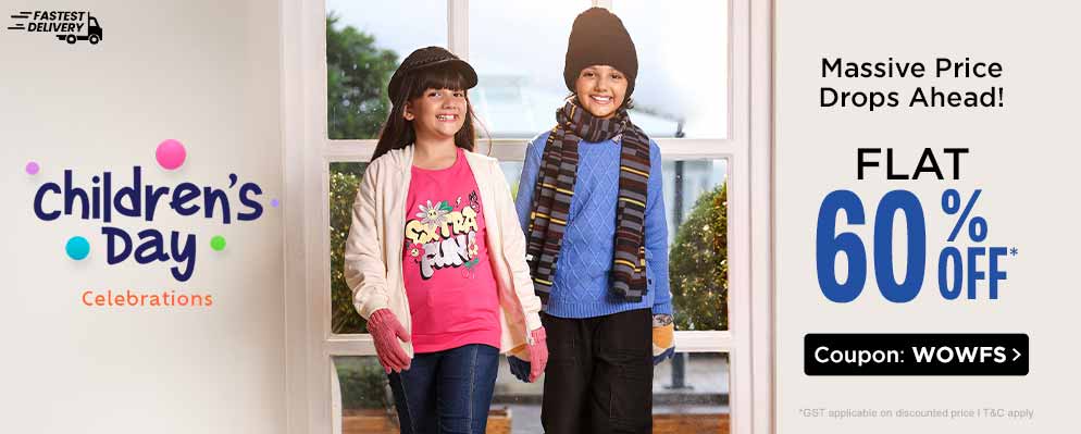 Childrens Day Celebration – Get Flat 60% Off on Select Fashion Products