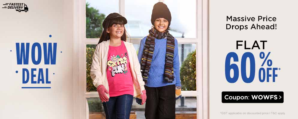 Get Flat 60% OFF on Best Selling Kids Fashion