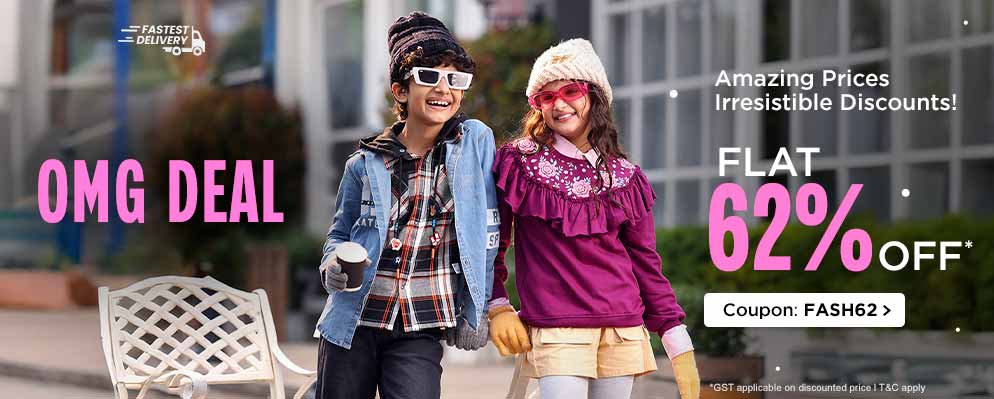 Get Flat 62% OFF on Kids Bestselling Fashionwear