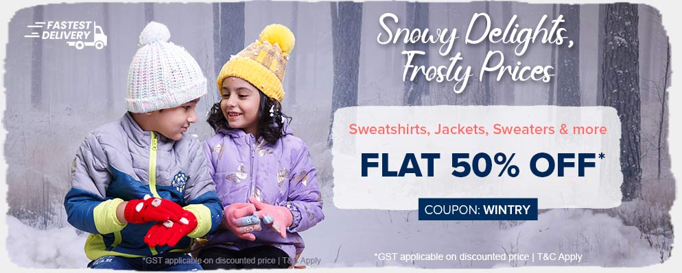 Avail Flat 50% discount on Top Selling Kids Sweatshirts, Jackets and more