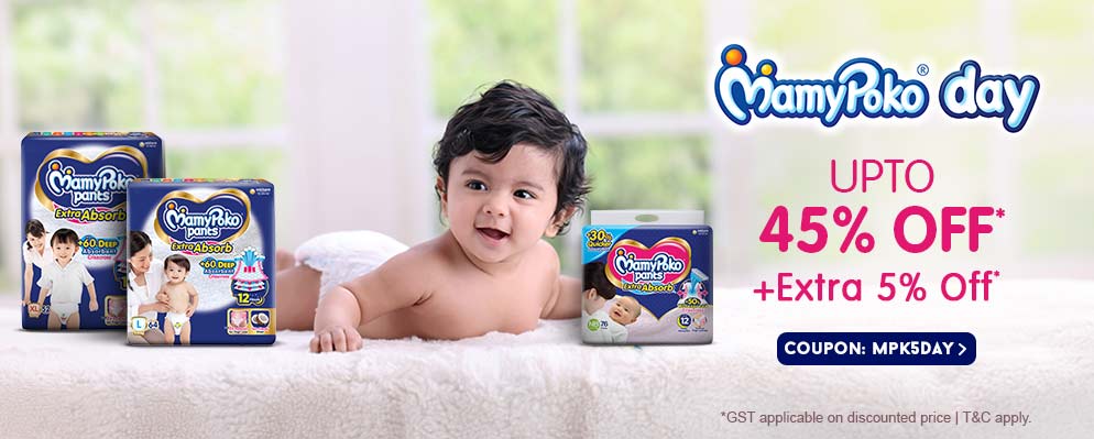 Get Upto 45% OFF + Extra 5% OFF on MamyPoko Pants Diapering Products